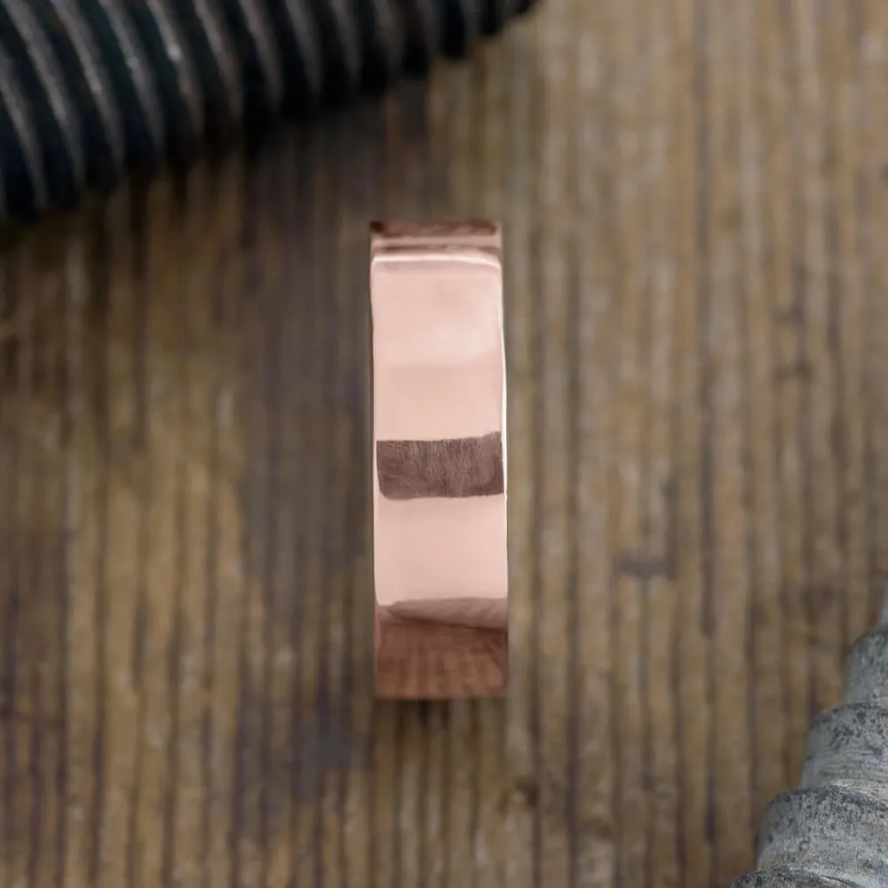 6mm 14k Rose Gold Mens Wedding Band, Polished