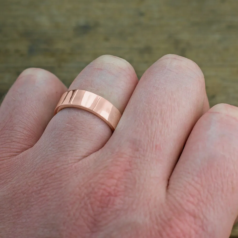 6mm 14k Rose Gold Mens Wedding Band, Polished