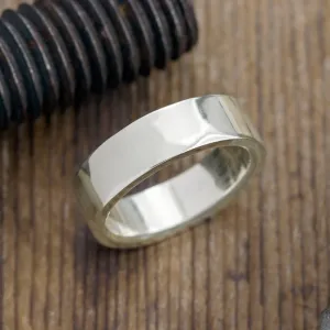 6mm 14k White Gold Comfort Fit Mens Wedding Band, Polished