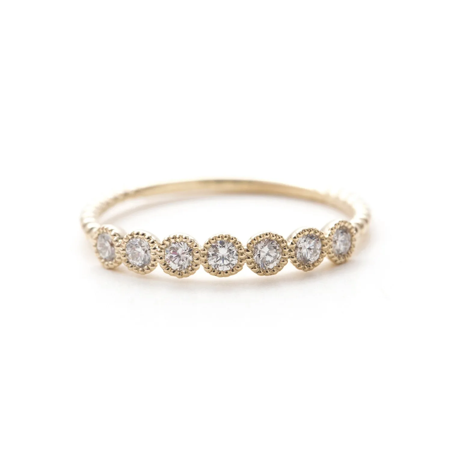 7 Stone Diamond Milgrain Band