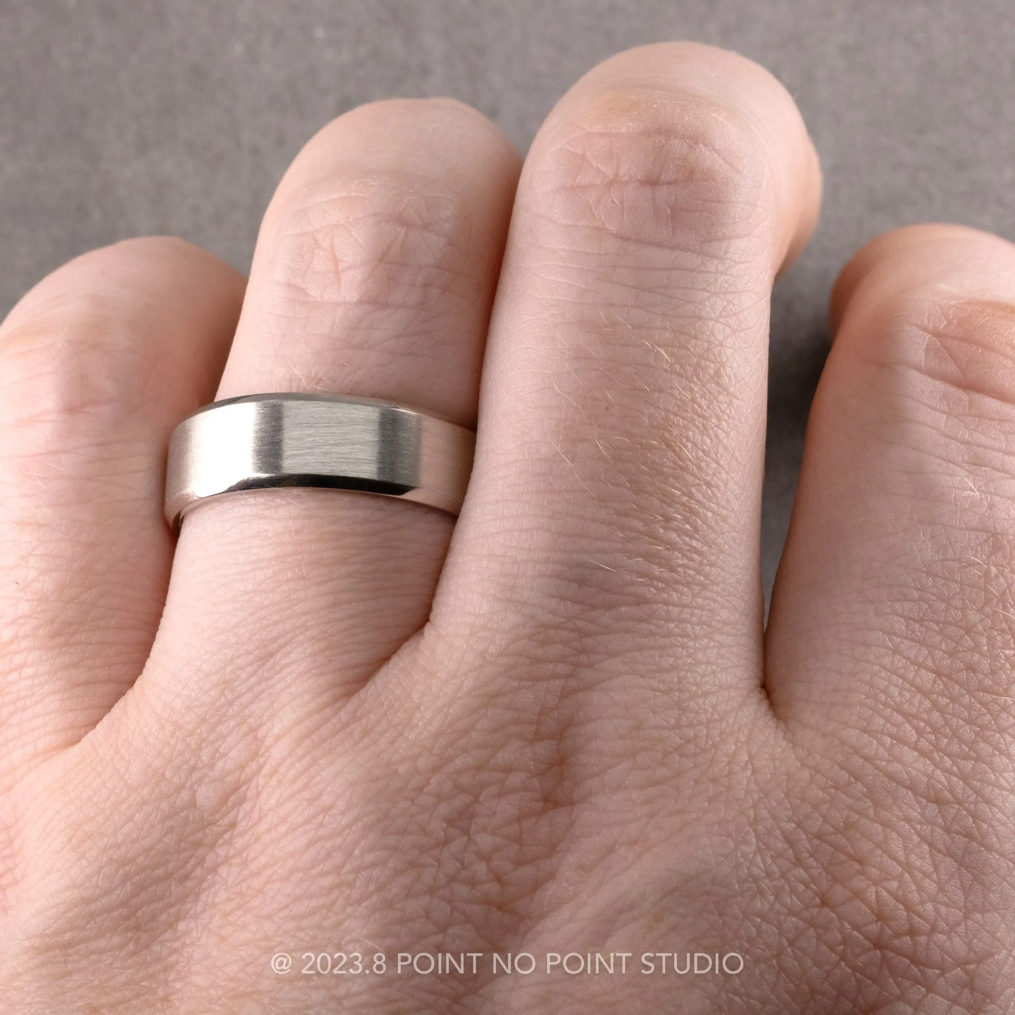 7mm Steel Men's Beveled Edge Wedding Band, Brushed Matte Finish
