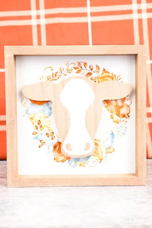 8 x 8 'Give Thanks' Cow Harvest Wall Sign