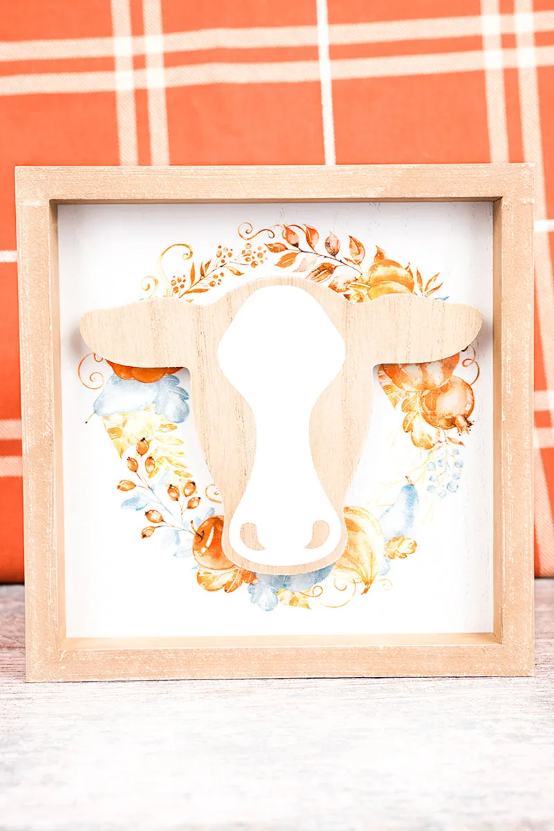8 x 8 'Give Thanks' Cow Harvest Wall Sign