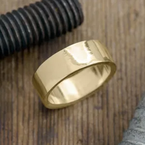 8mm 14k Yellow Gold Mens Wedding Band, High Polished