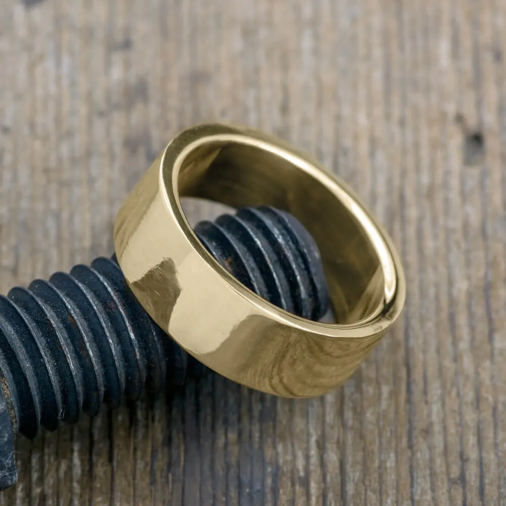 8mm 14k Yellow Gold Mens Wedding Band, High Polished