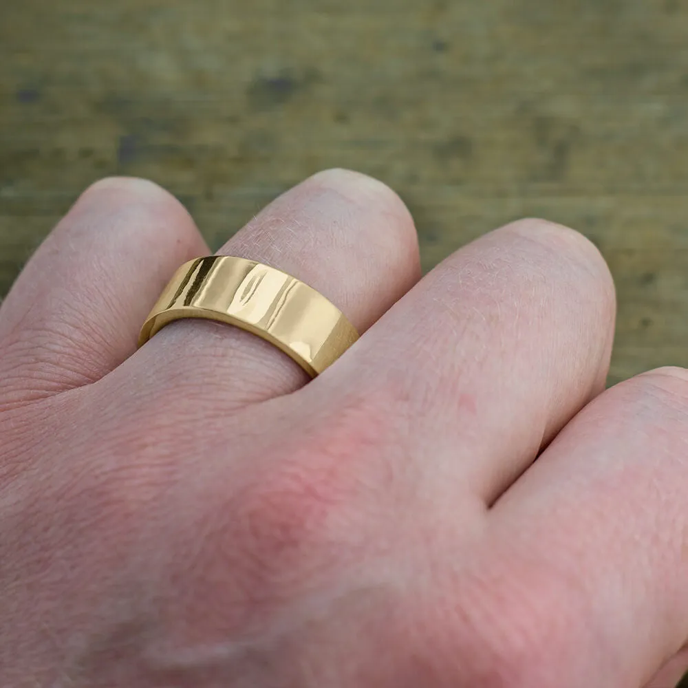 8mm 14k Yellow Gold Mens Wedding Band, High Polished