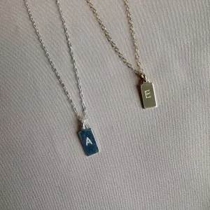 Alphabet Initial Rectangle Necklace