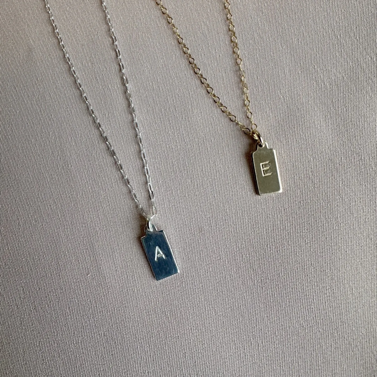 Alphabet Initial Rectangle Necklace