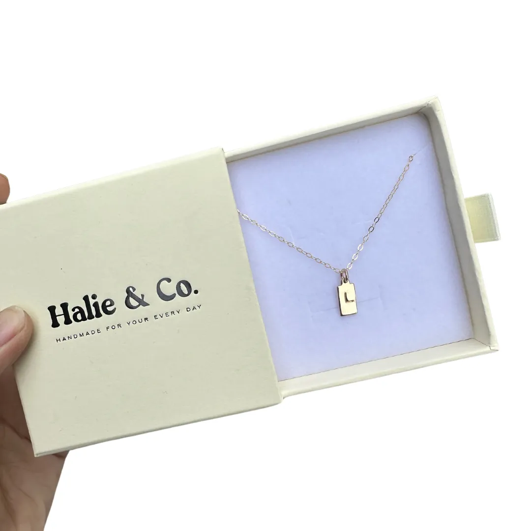 Alphabet Initial Rectangle Necklace