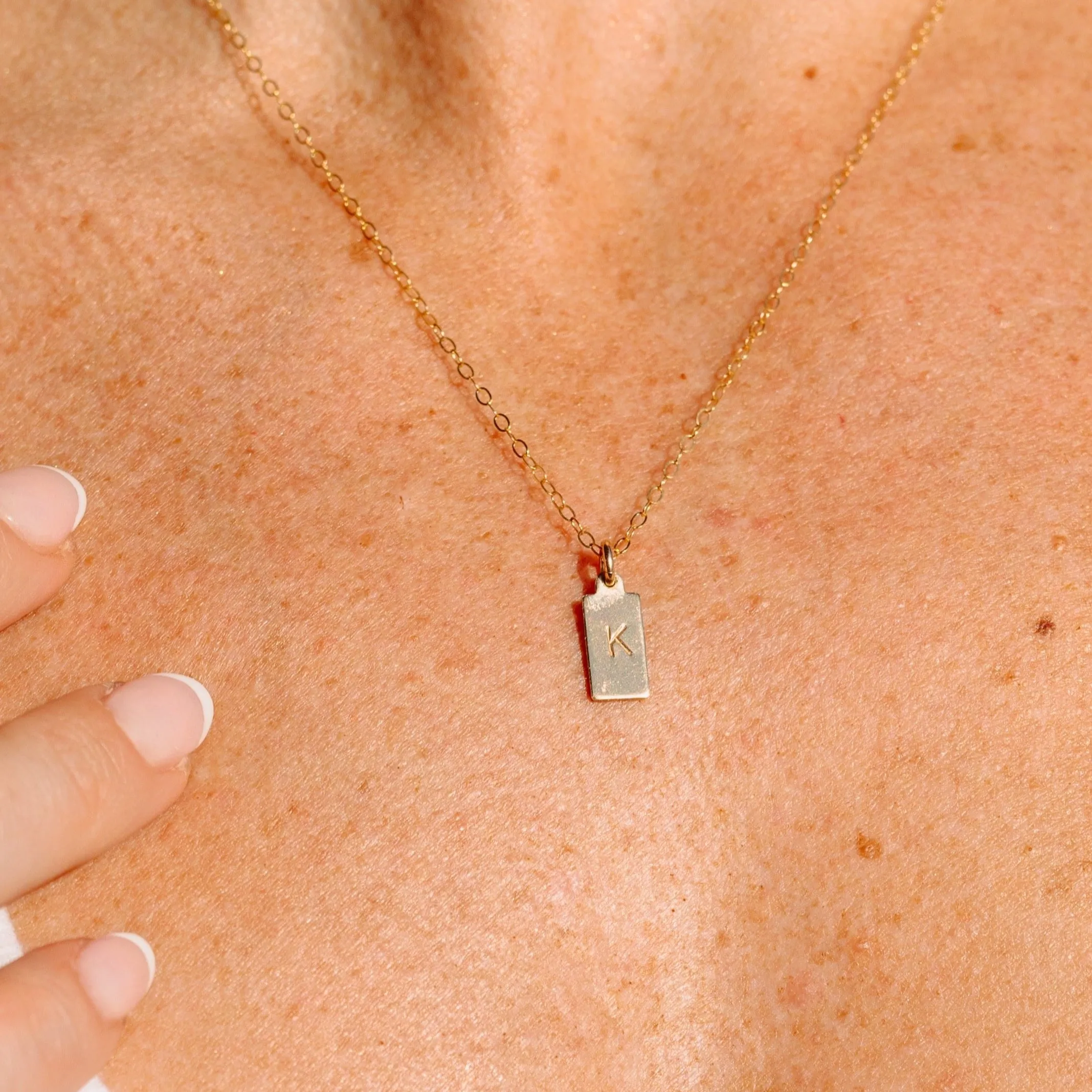Alphabet Initial Rectangle Necklace