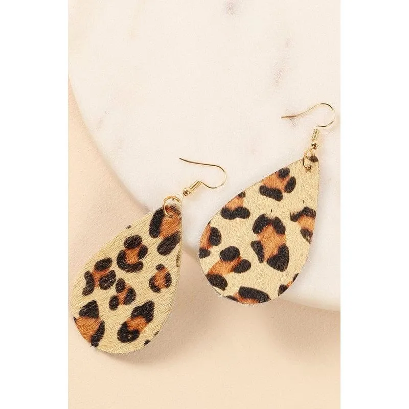 Animal Print Tear Drop Earrings