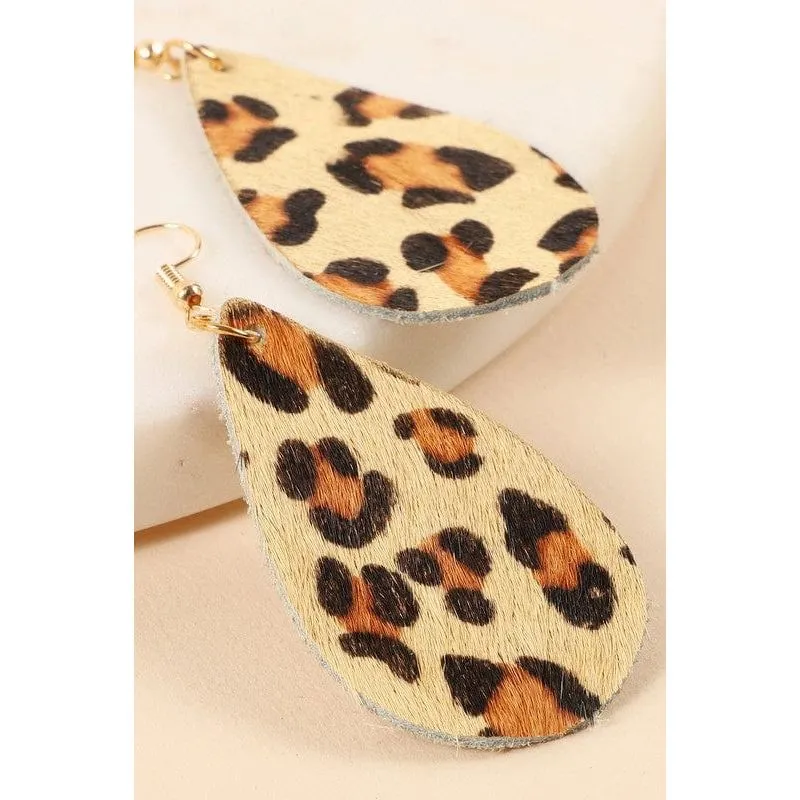 Animal Print Tear Drop Earrings