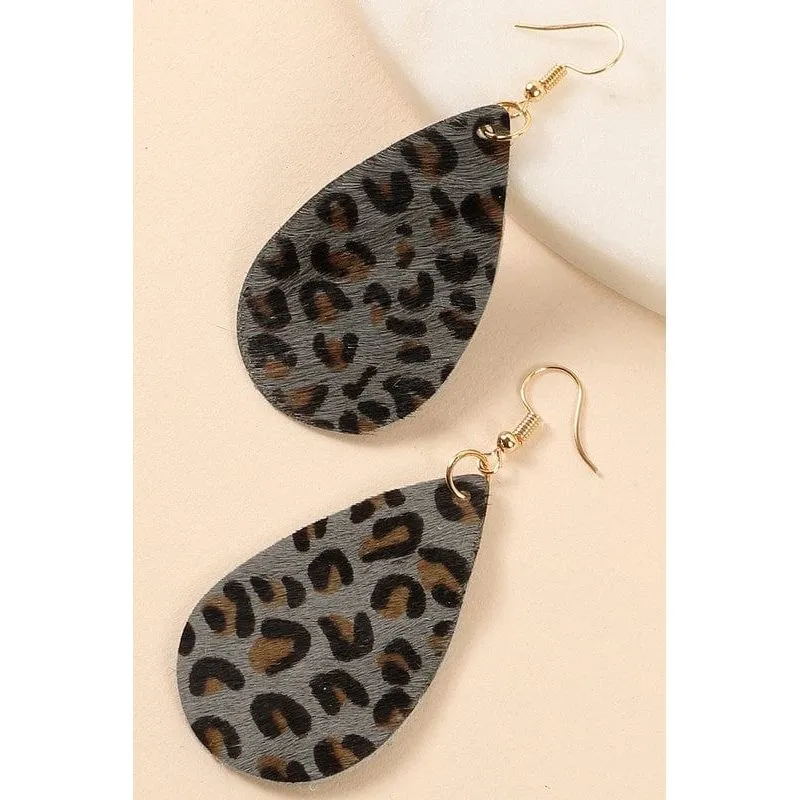 Animal Print Tear Drop Earrings