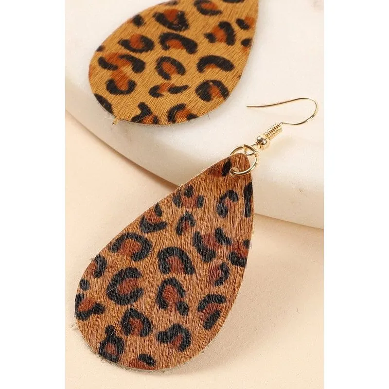 Animal Print Tear Drop Earrings