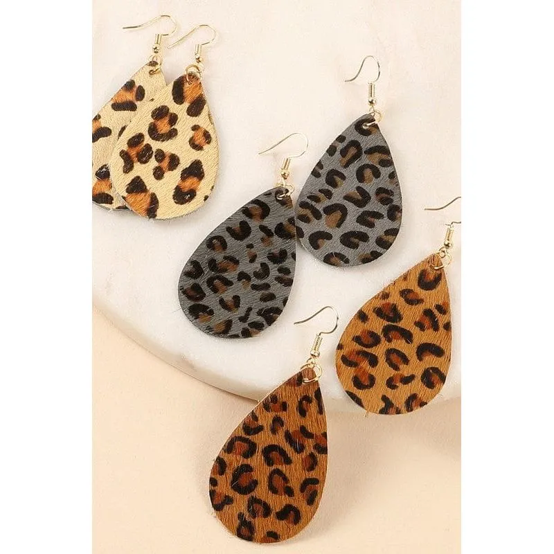 Animal Print Tear Drop Earrings