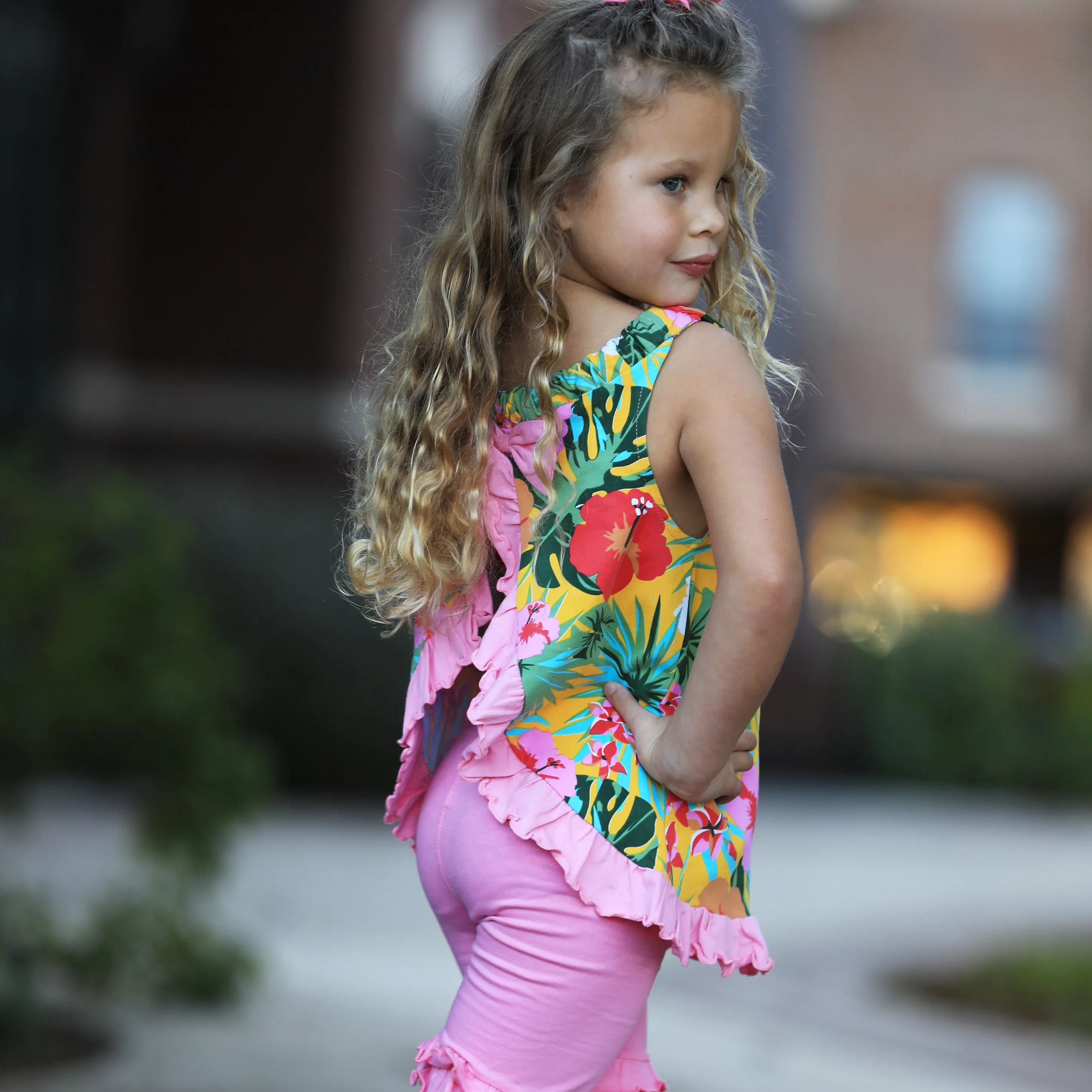 AnnLoren Baby Girls Tropical Hawaiian Swing Tank Top