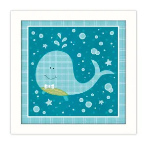 Aqua Blue Baby Whale White Framed Print Wall