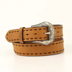 ARIAT LADIES BELT 1 1/2 PLAIN LEATHER CHOCOLATE LACING MEDIUM BROWN
