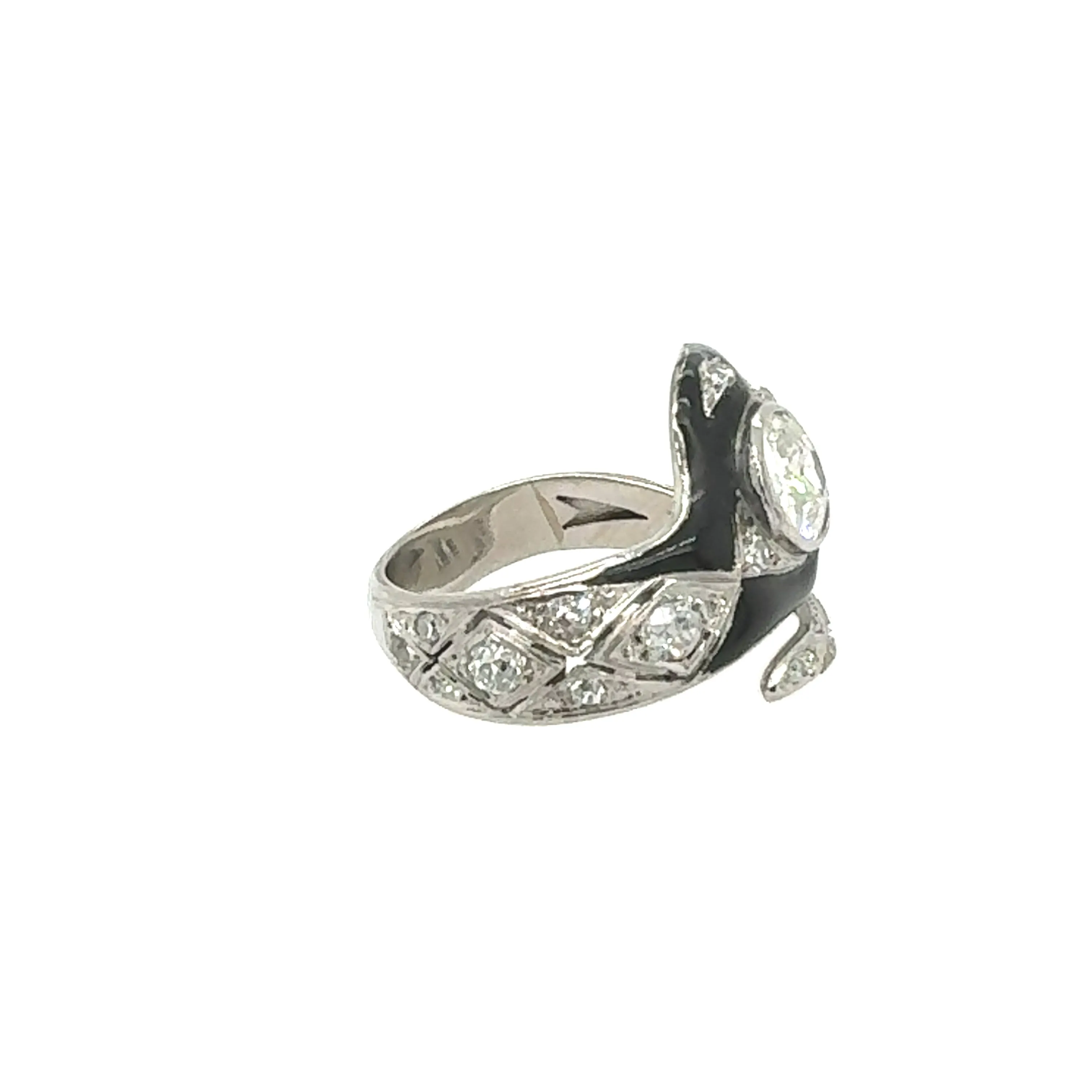 Art Deco Snake Ring with Diamonds