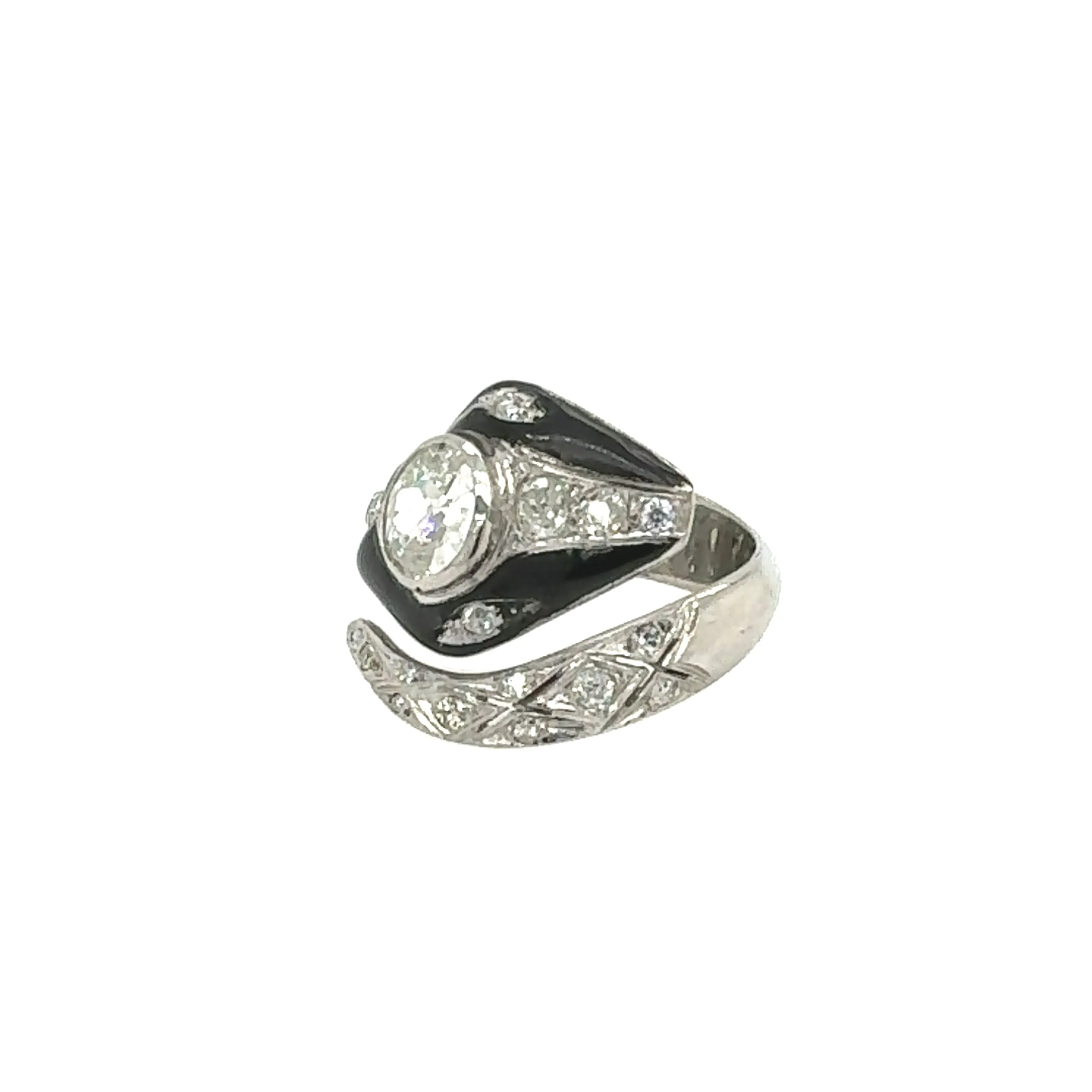Art Deco Snake Ring with Diamonds