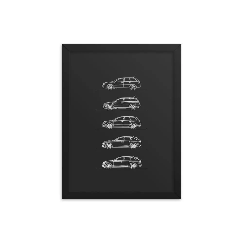 Audi RS4 Avant Evolution Silhouette Poster - Framed