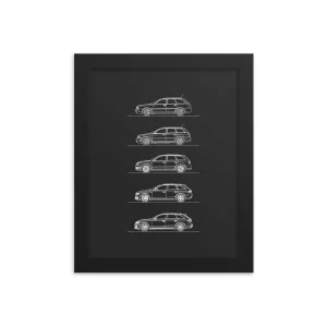 Audi RS4 Avant Evolution Silhouette Poster - Framed