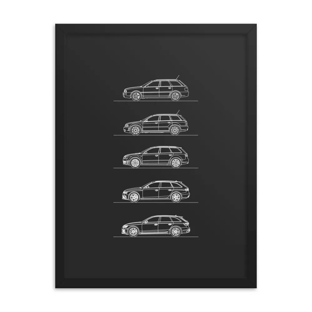 Audi RS4 Avant Evolution Silhouette Poster - Framed