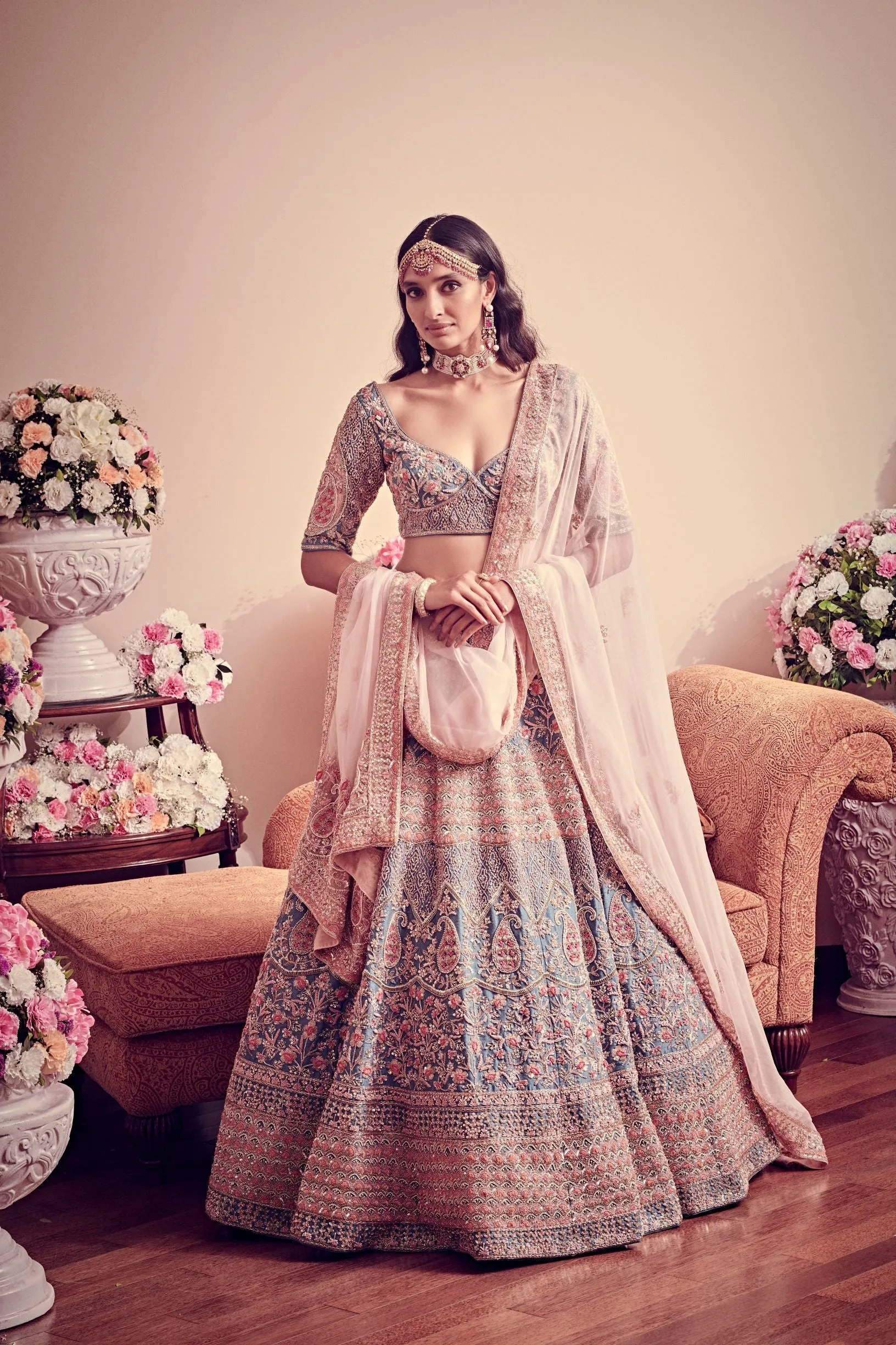 Avant Garde Blue Hued Bridal Lehenga