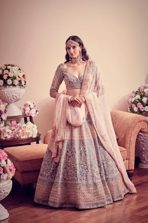 Avant Garde Blue Hued Bridal Lehenga