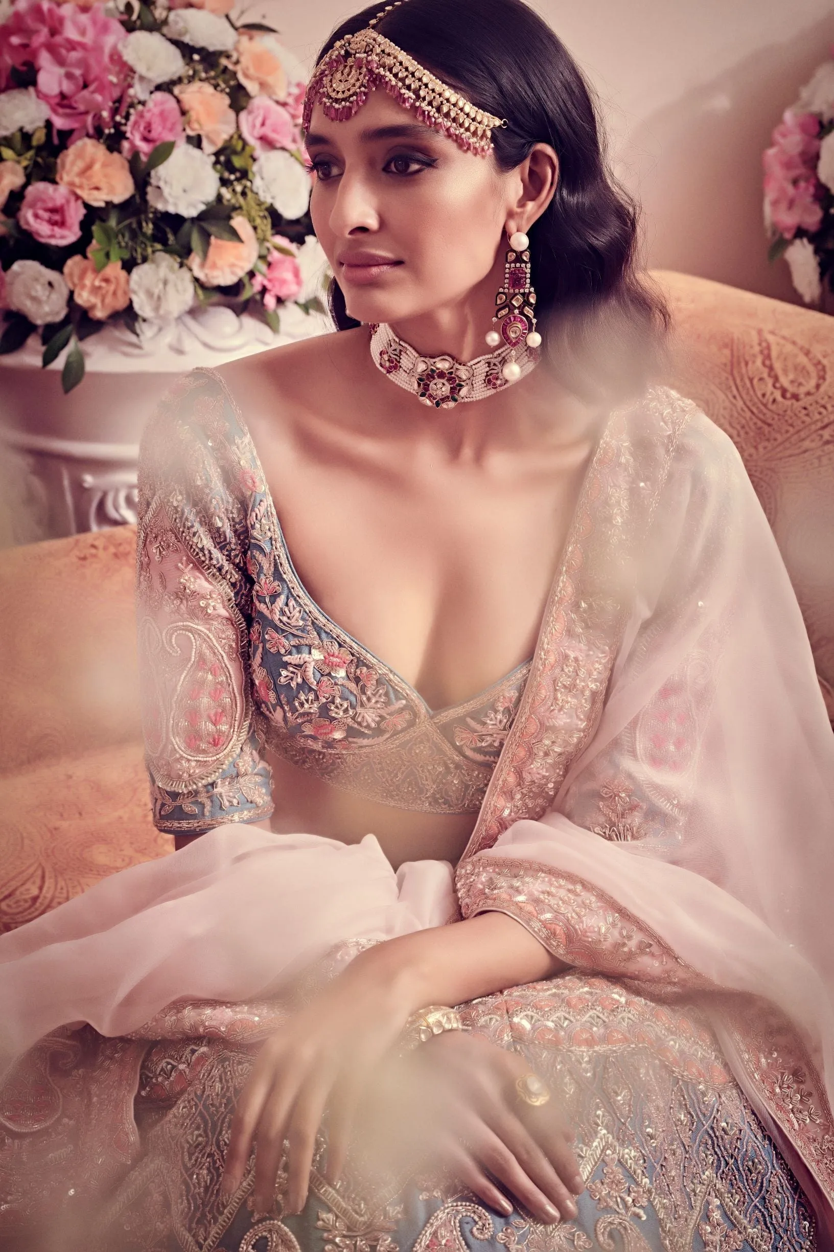 Avant Garde Blue Hued Bridal Lehenga