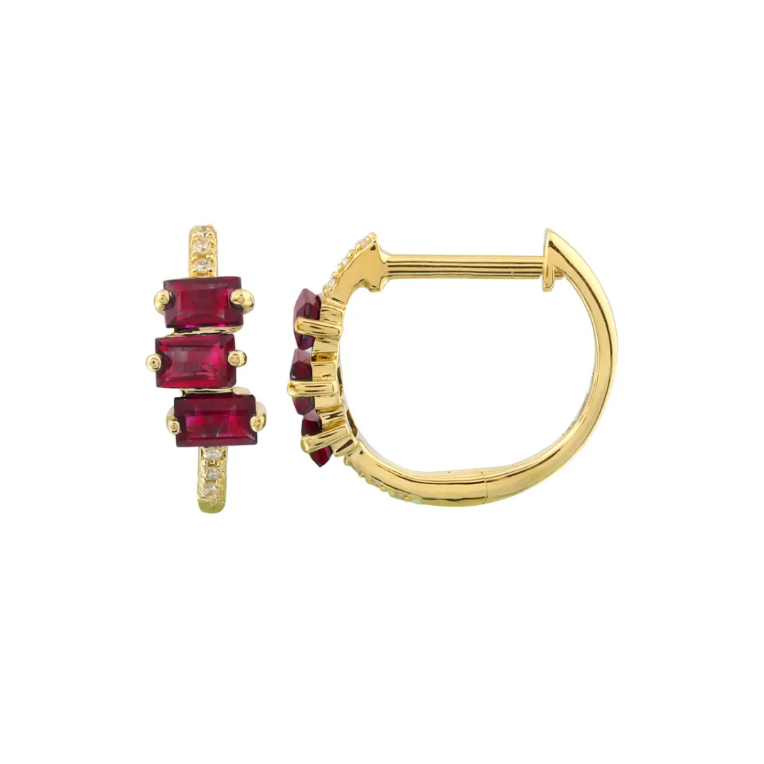 BAGUETTE GEMSTONE AND DIAMOND HUGGIES