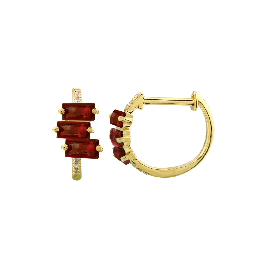 BAGUETTE GEMSTONE AND DIAMOND HUGGIES