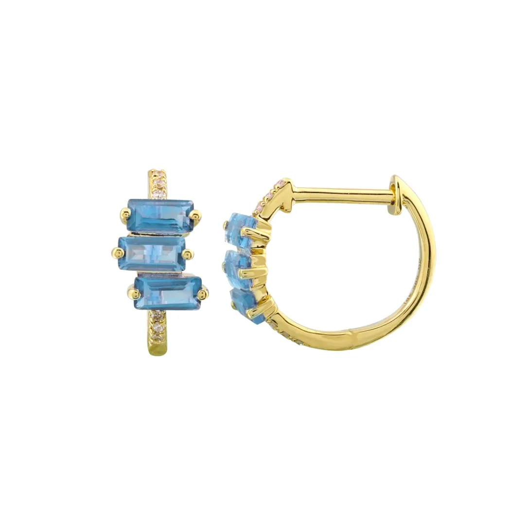 BAGUETTE GEMSTONE AND DIAMOND HUGGIES