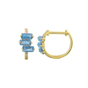 BAGUETTE GEMSTONE AND DIAMOND HUGGIES