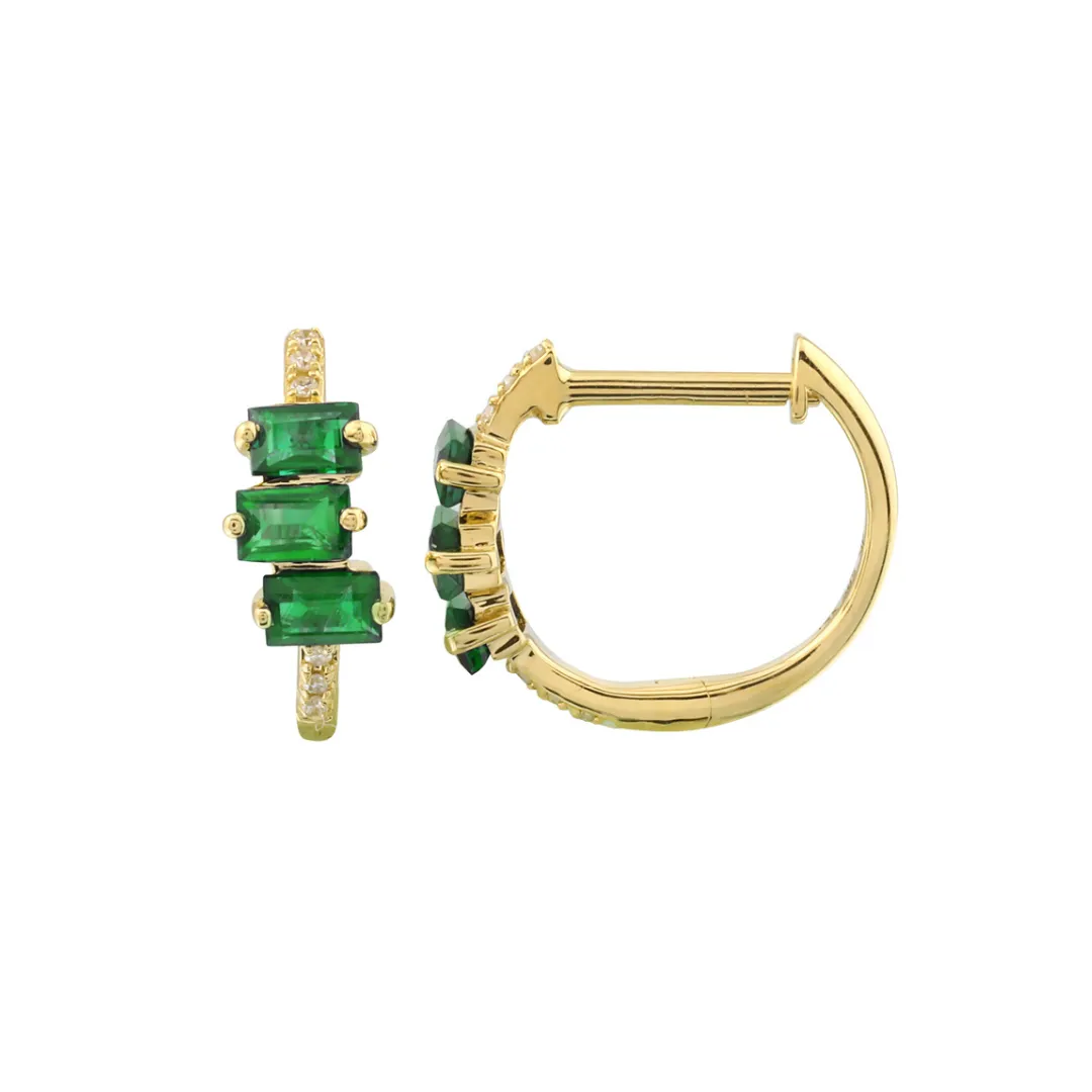 BAGUETTE GEMSTONE AND DIAMOND HUGGIES