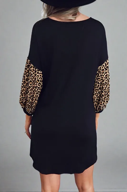 Balloon Sleeve Swing Dress