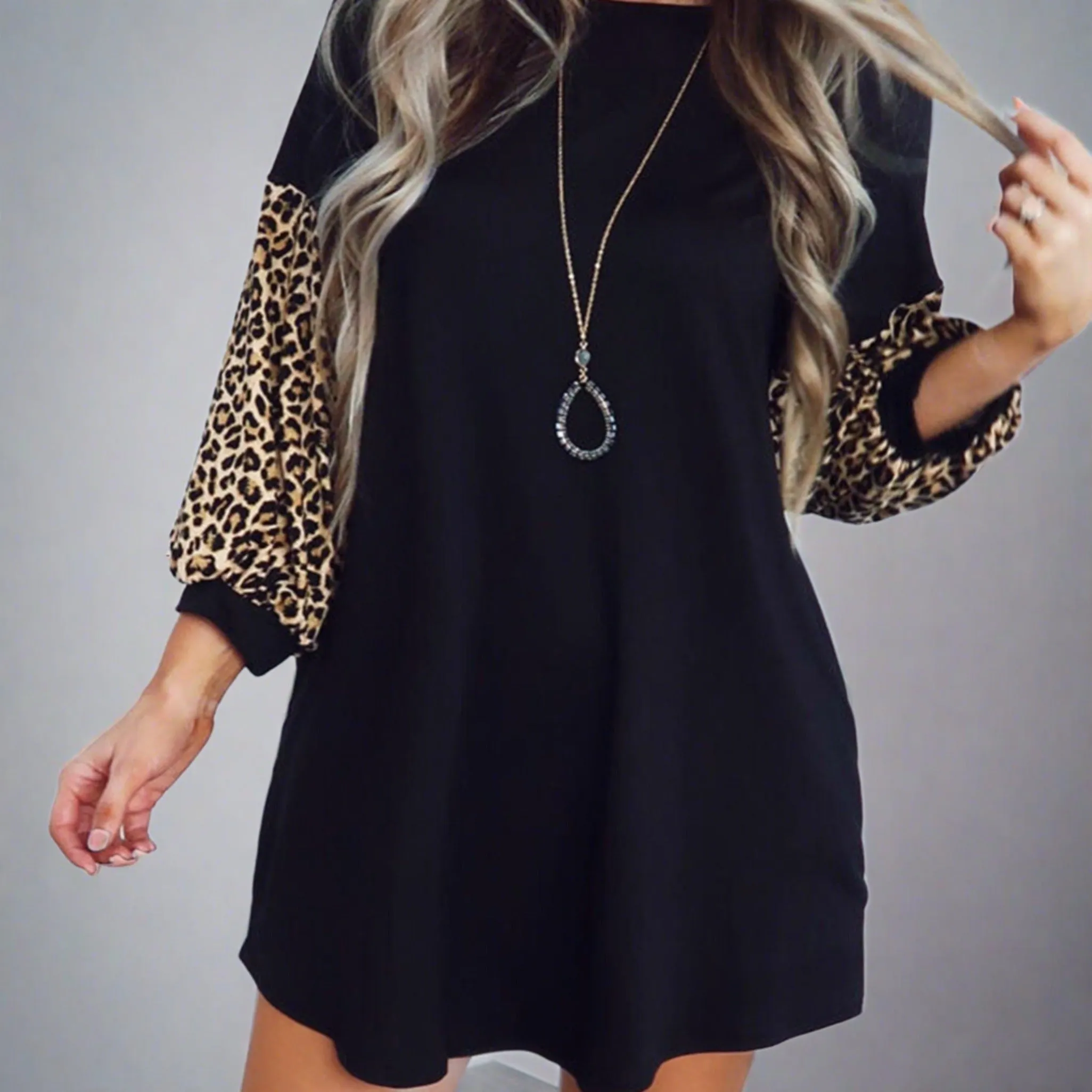 Balloon Sleeve Swing Dress