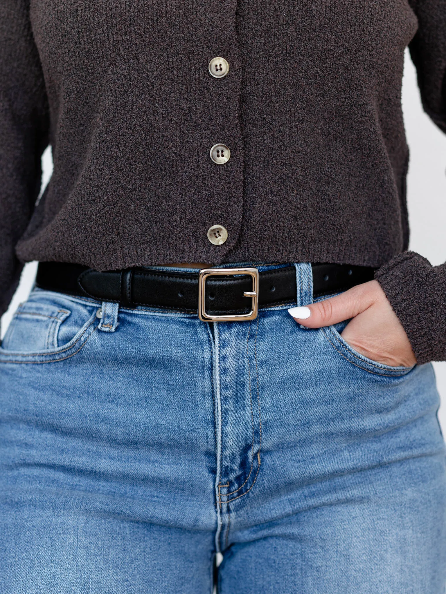 Basic Essential Square Buckle Belt
