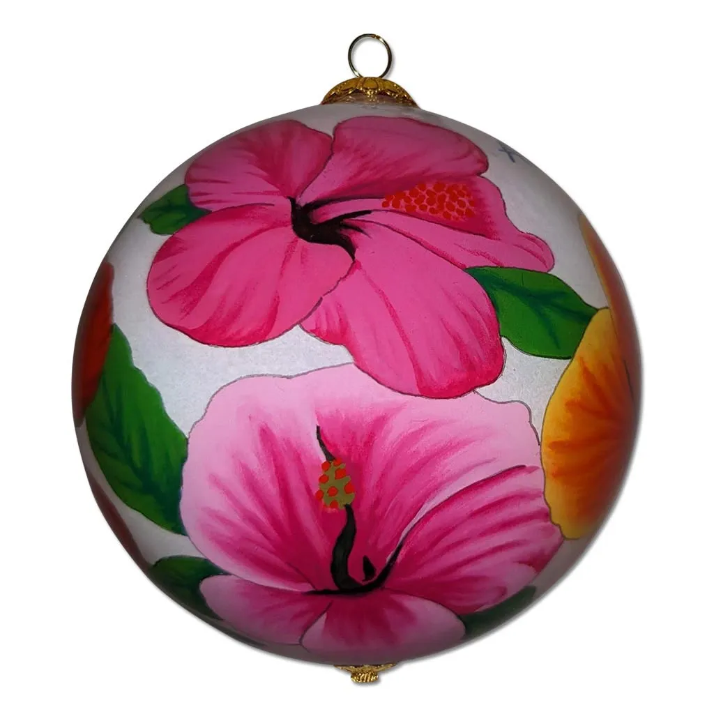 Beautiful Hibiscus Hawaiian Christmas Ornament