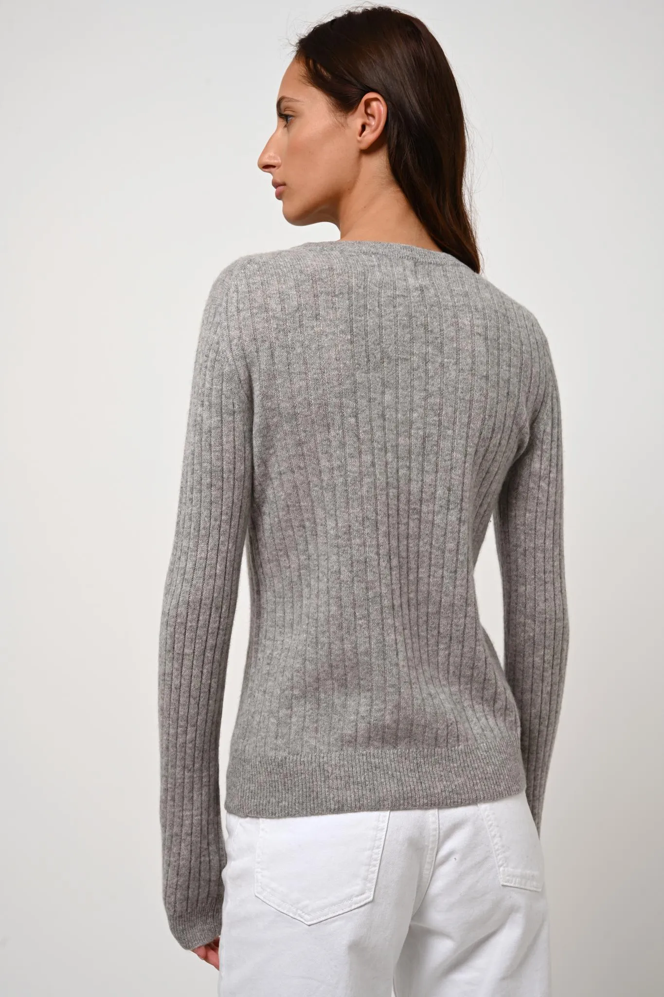 BELLA pull col rond nuage chiné 100% cachemire