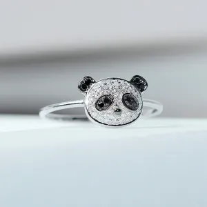 Black and White Diamond Panda Ring
