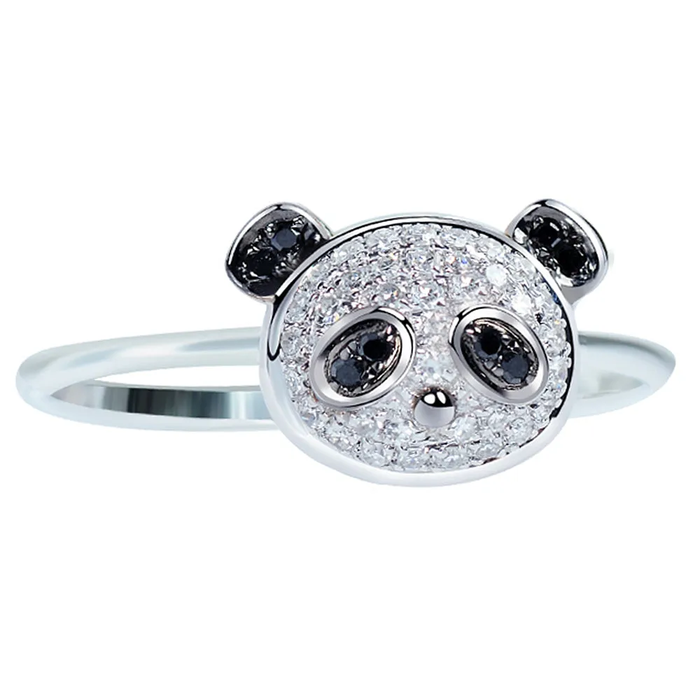 Black and White Diamond Panda Ring