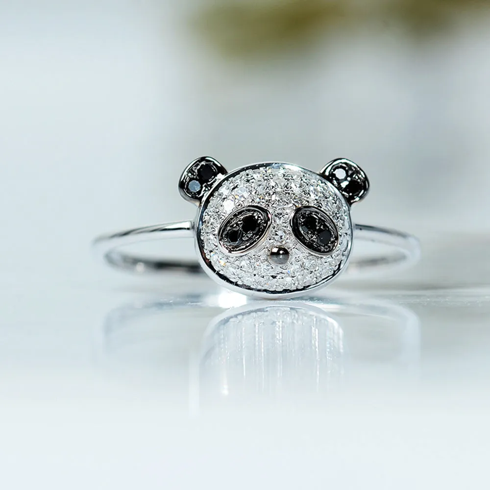 Black and White Diamond Panda Ring