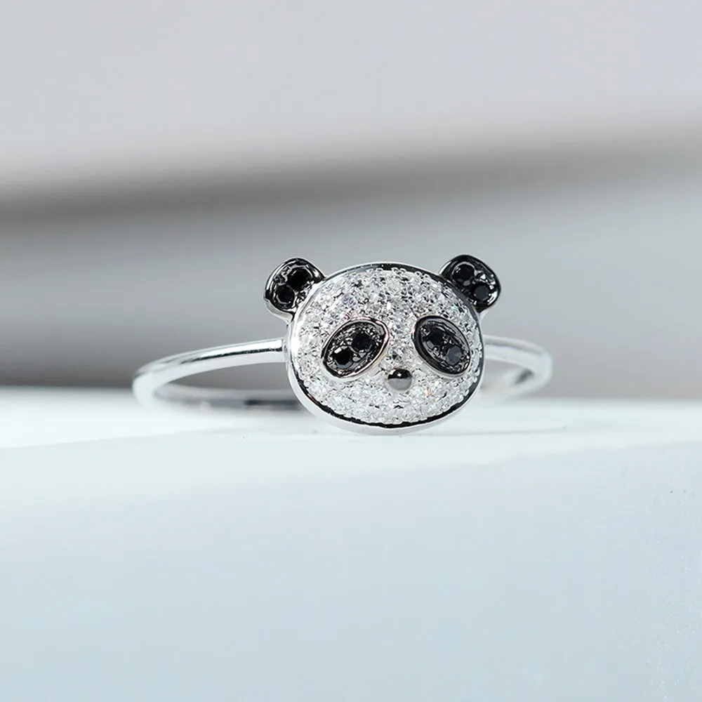 Black and White Diamond Panda Ring