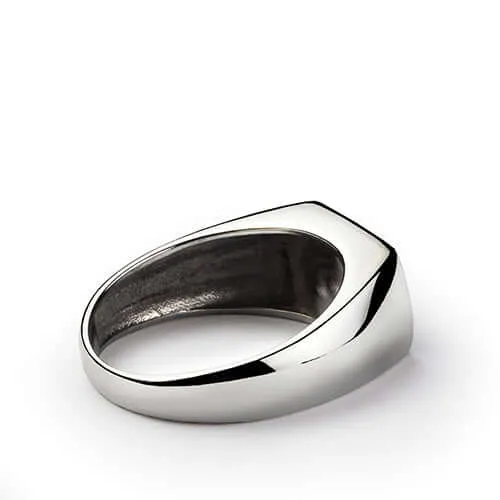 Black Stone Men's Simple Ring 925 Sterling Silver with Natural Onyx