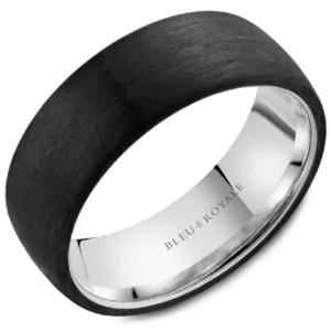 Bleu Royale Black Carbon Wedding Band with High Polished Gold Inside