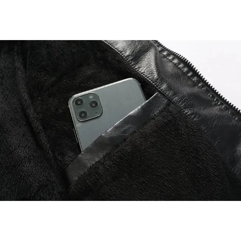 Blouson cuir vintage - BLEU
