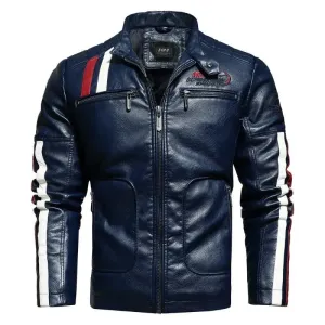 Blouson cuir vintage - BLEU