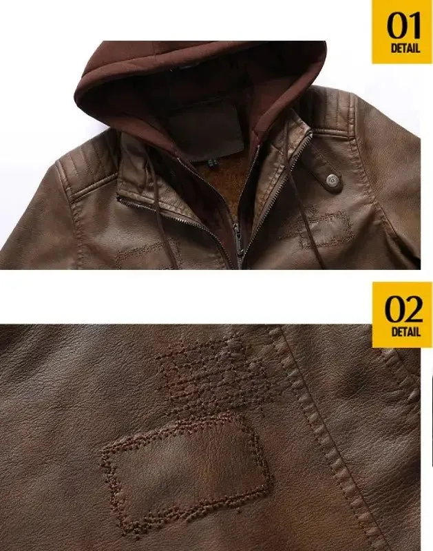 Blouson en cuir homme avec capuche - KINGS