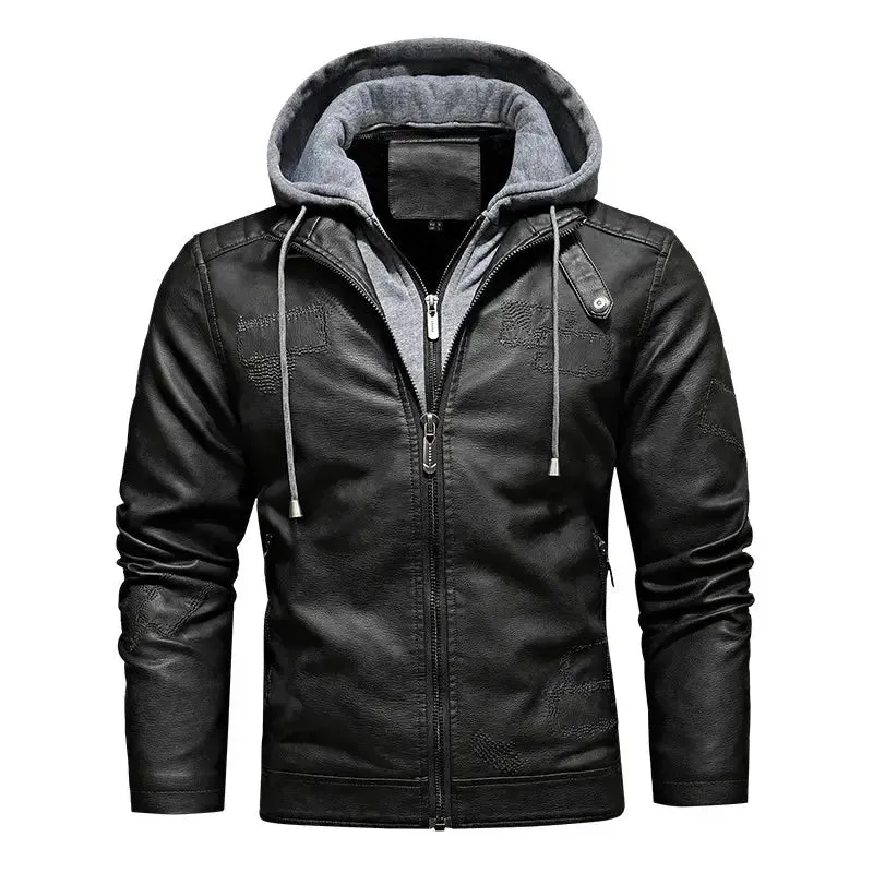 Blouson en cuir homme avec capuche - KINGS